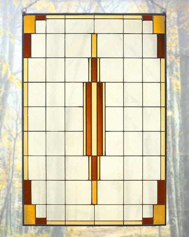 Arts and Crafts Prairie 20" x 30" Window Art Glass Panel