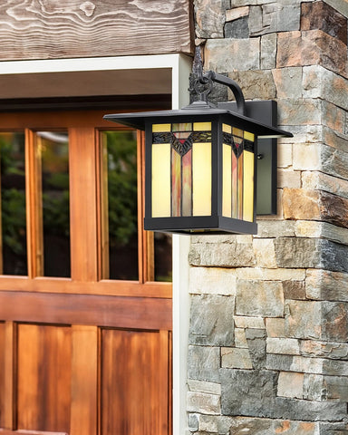 Mission Craftsman Stained Glass Wall Sconce - Louis style shot