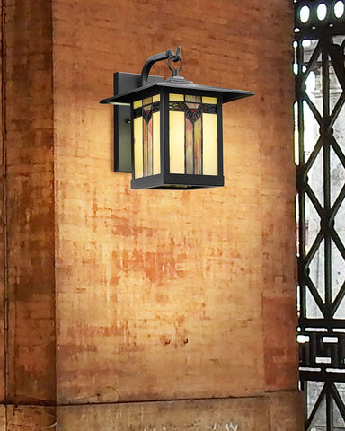 Mission Craftsman Stained Glass Wall Sconce - Louis style shot 2