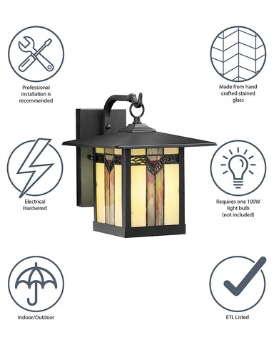 Mission Craftsman Stained Glass Wall Sconce - Louis