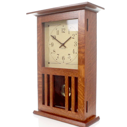 Amish Mission Craftsman Wall Clock - Quarter Sawn White Oak