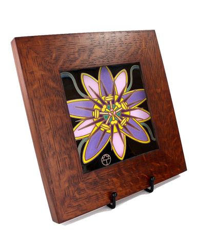 Carly Quinn Passion Flower Oak Framed Ceramic Tile