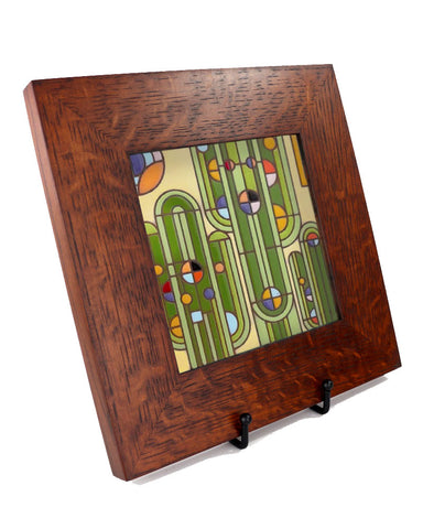 Carly Quinn Frank Lloyd Wright Saguaro Forms Oak Framed Ceramic Tile