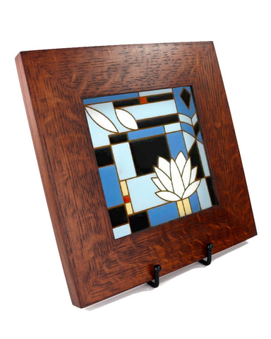 Carly Quinn Frank Lloyd Wright Waterlilies Oak Framed Ceramic Tile