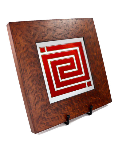 Carly Quinn Frank Lloyd Wright Whirling Arrow Oak Framed Ceramic Tile