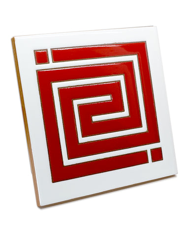Carly Quinn Frank Lloyd Wright Whirling Arrow Ceramic Art Tile Trivet Angled