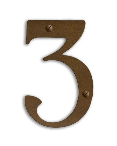 Pasadena Solid Brass House Numbers - 6" 3 brass mounted