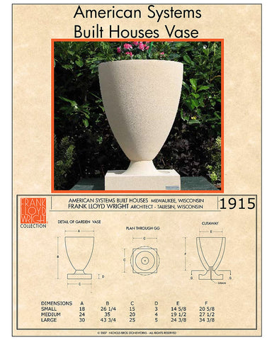 Frank LLoyd Wright Medium American Systems Built Houses Vase