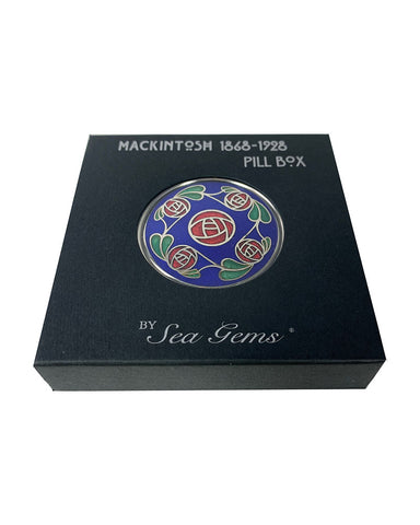 Charles Rennie Mackintosh Roses Pill Box Blue in gift box