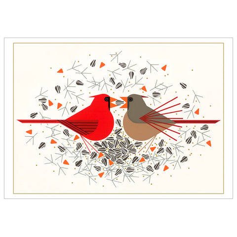 Charley Harper Cardinal Courtship Holiday Cards