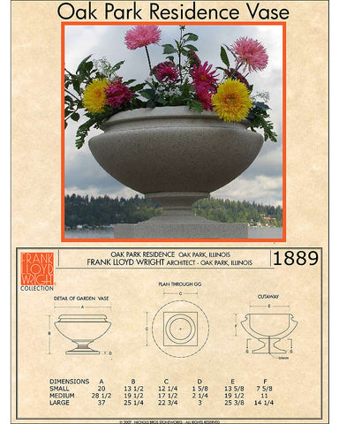 Frank Lloyd Wright Large Oak Park Residence Planter Vase