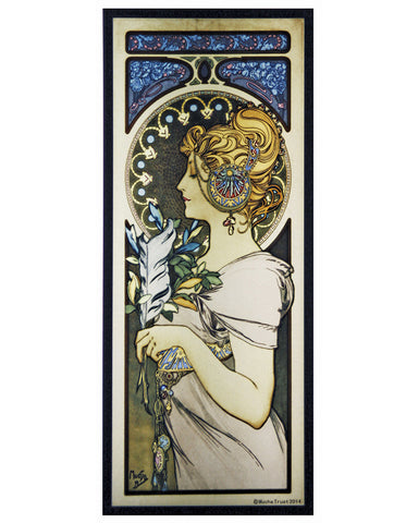 Alphonse Mucha - Feather, 1899 Art Glass Panel