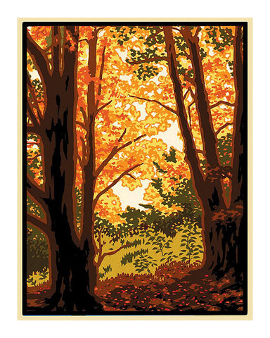 Laura Wilder Woods Set Framed Matted Giclée Prints - Square Fall