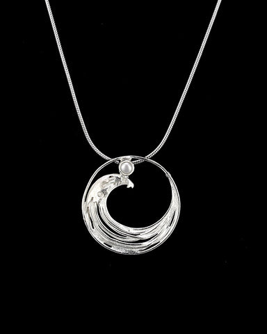 Hokusai Silver and Pearl Pendant