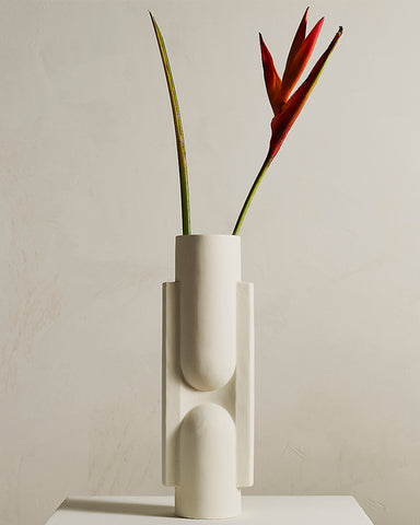 Kala Ceramic Vase - Snow with flower