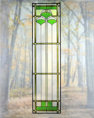 Vintage Picture Frame Green Yellow Stained Glass Displays Vertically