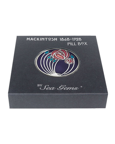 Charles Rennie Mackintosh Rose and Buds Pill Box Purple Gift Boxed
