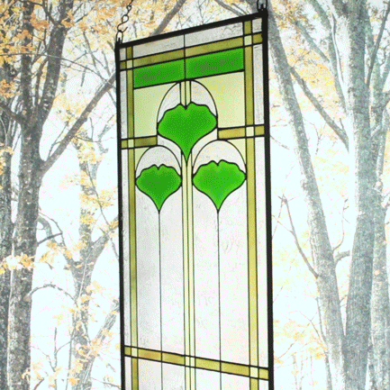 Ginkgo 42" Art Glass Panel