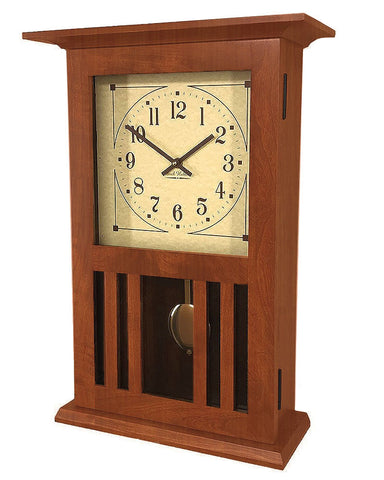 Amish Craftsman Mission Wall Clock - Cherry, front view