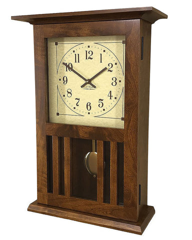 Amish Craftsman Mission Wall Clock - Rustic Cherry