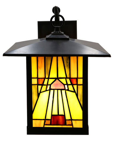 Mission Craftsman Stained Glass Wall Sconce Amber Front