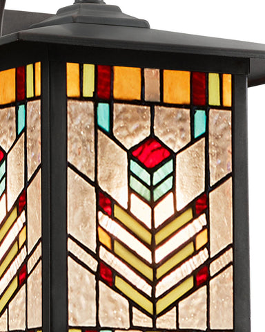 Mission Craftsman Stained Glass Wall Sconce Juniper Detail