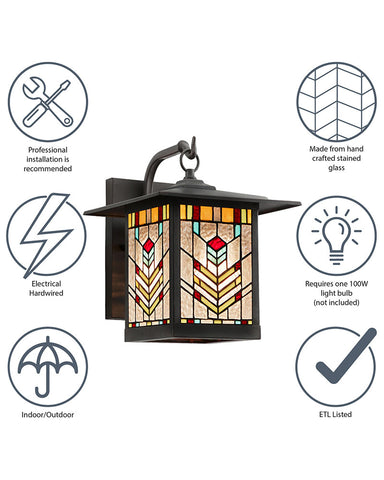Mission Craftsman Stained Glass Wall Sconce Juniper Info