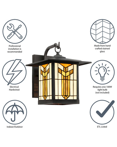 Mission Craftsman Stained Glass Wall Sconce Thea Info