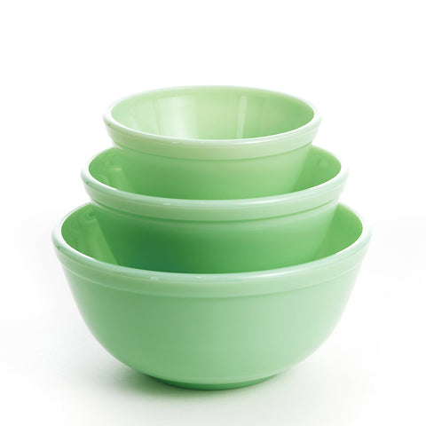 Mosser Glass 3-Piece Jadeite Nesting Mixing Bowl Set Stacked