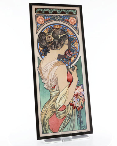 Mucha Feather & Primrose, 1899 Art Glass Panels