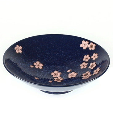 Japanese Namako Pink Sakura 9.75" Serving Bowl, 360 degree rotation