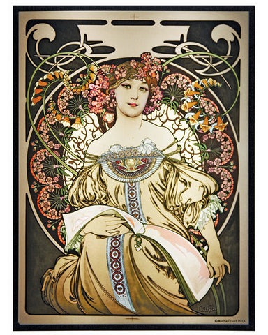 Alphonse Mucha - Reverie, 1897 Art Glass Panel