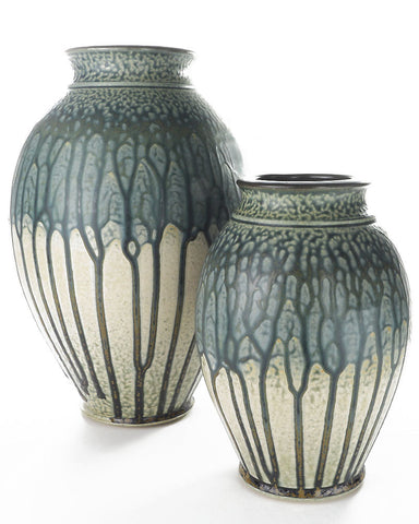 Stofan Pottery Ceramic Traditional Vase - Blue Large & Medium