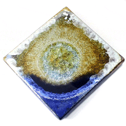 Stoneware & Crackle Glass Geode Style Coaster Set - Cobalt