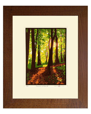 Laura Wilder Summer Woods III Limited Edition Framed Matted Block Print Ivory