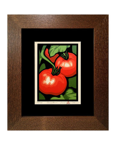 Laura Wilder Tomatoes Limited Edition Framed Matted Block Print