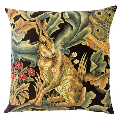 William Morris Black Forest Hare Belgian Tapestry Pillow