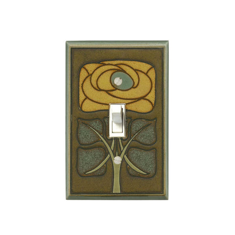 Art Nouveau Flower Ceramic Tile Switch Plate Single Toggle