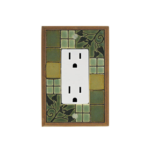 Arts & Crafts Ceramic Tile Switch Plate Single Rocker Outlet