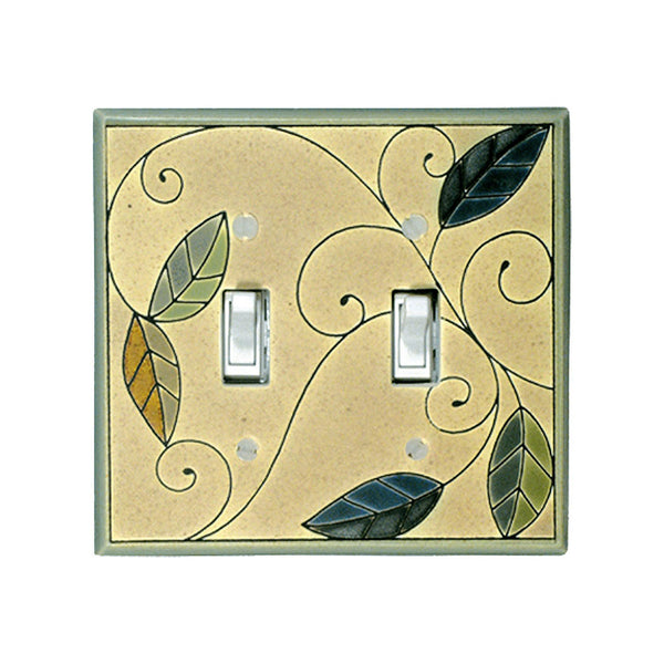 Art Nouveau Mosaic Leaves Ceramic Tile Switchplate | Maclin Studio