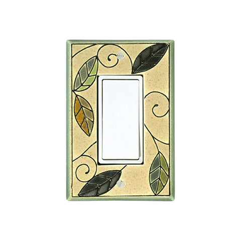 Art Nouveau Mosaic Leaves Ceramic Tile Switchplate Single Rocker